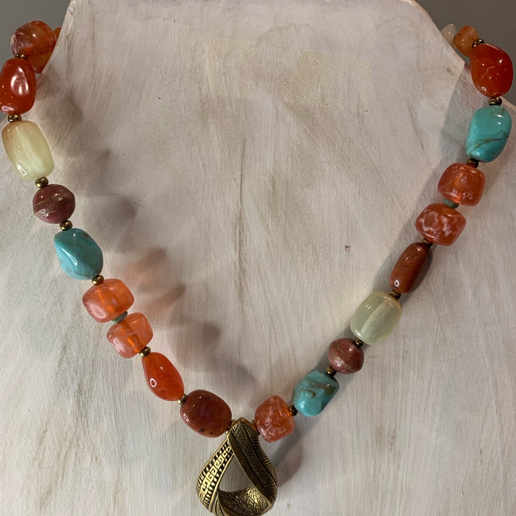 Chico's Red And Orange Multi-Strand Necklace